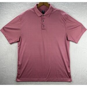 PRO TOUR Mens Coolplay Short Sleeve Golf Polo Pink White Check Moisture Wicking